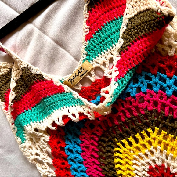 👚 Super Airy, Fringed Crocheted Cover-Up Beach Dress | Sz S - Picture 5 of 5